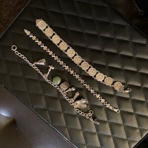 Gold and Silver Charm Bracelet Set